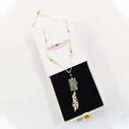 Handmade Pearl Necklace | Mint Green Glass & Moonstone Beaded Jewelry | Artisanal Nature-Inspired Statement Accessory