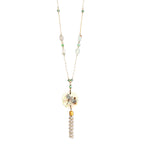 Handmade Pearl Necklace | Mint Green Glass & Moonstone Beaded Jewelry | Artisanal Nature-Inspired Statement Accessory