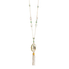 Handmade Pearl Necklace | Mint Green Glass & Moonstone Beaded Jewelry | Artisanal Nature-Inspired Statement Accessory
