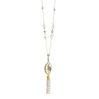 Aakriti Dragonfly Resin Medallion & Seed Pearl Tassel necklace