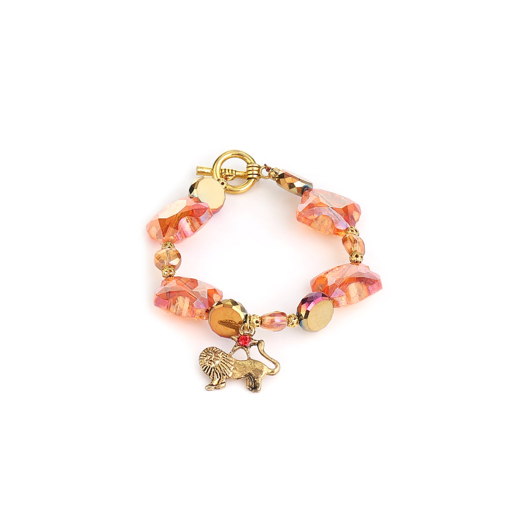 Kavach Faceted Peach Crystal & Amber Glass Beads