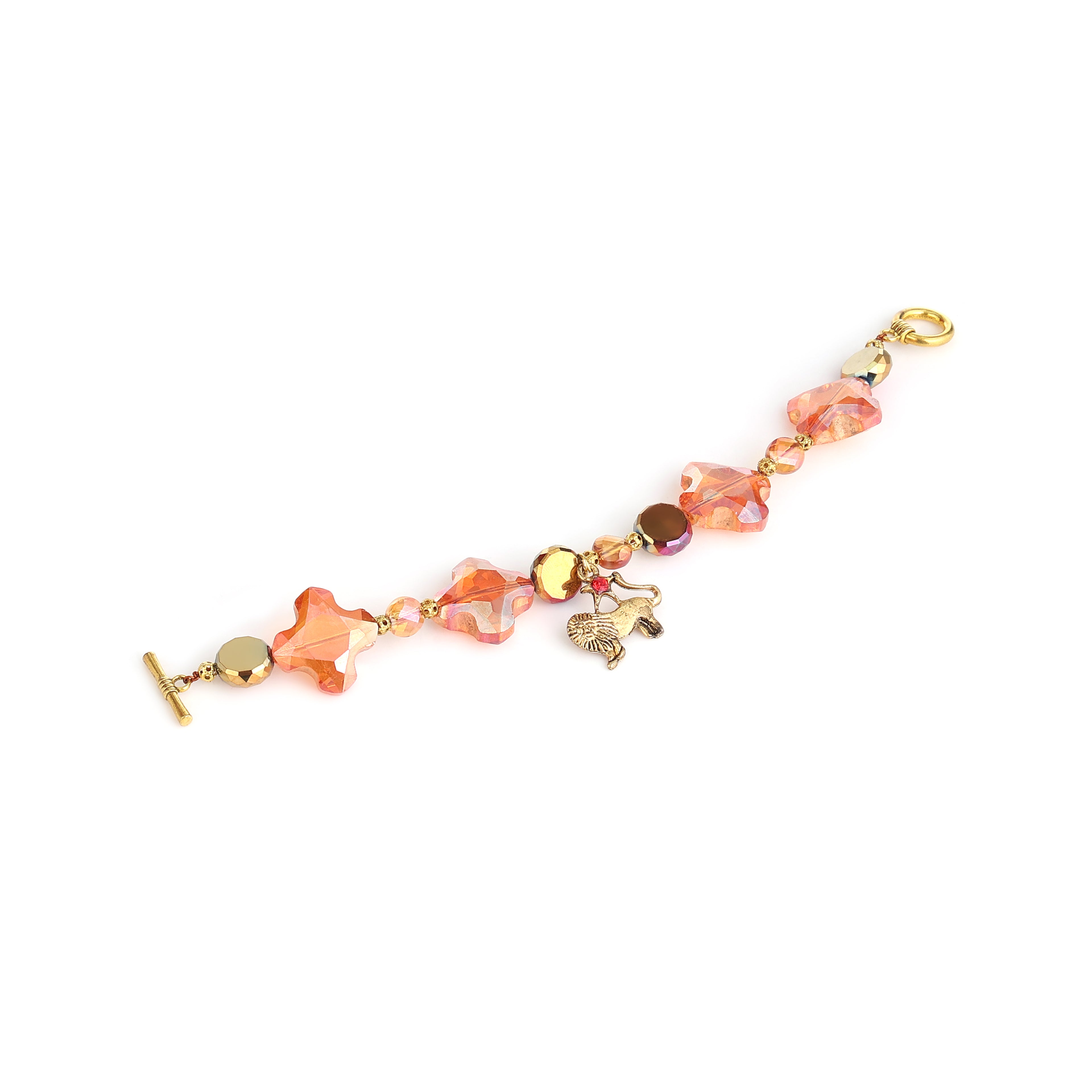 Kavach Faceted Peach Crystal & Amber Glass Beads