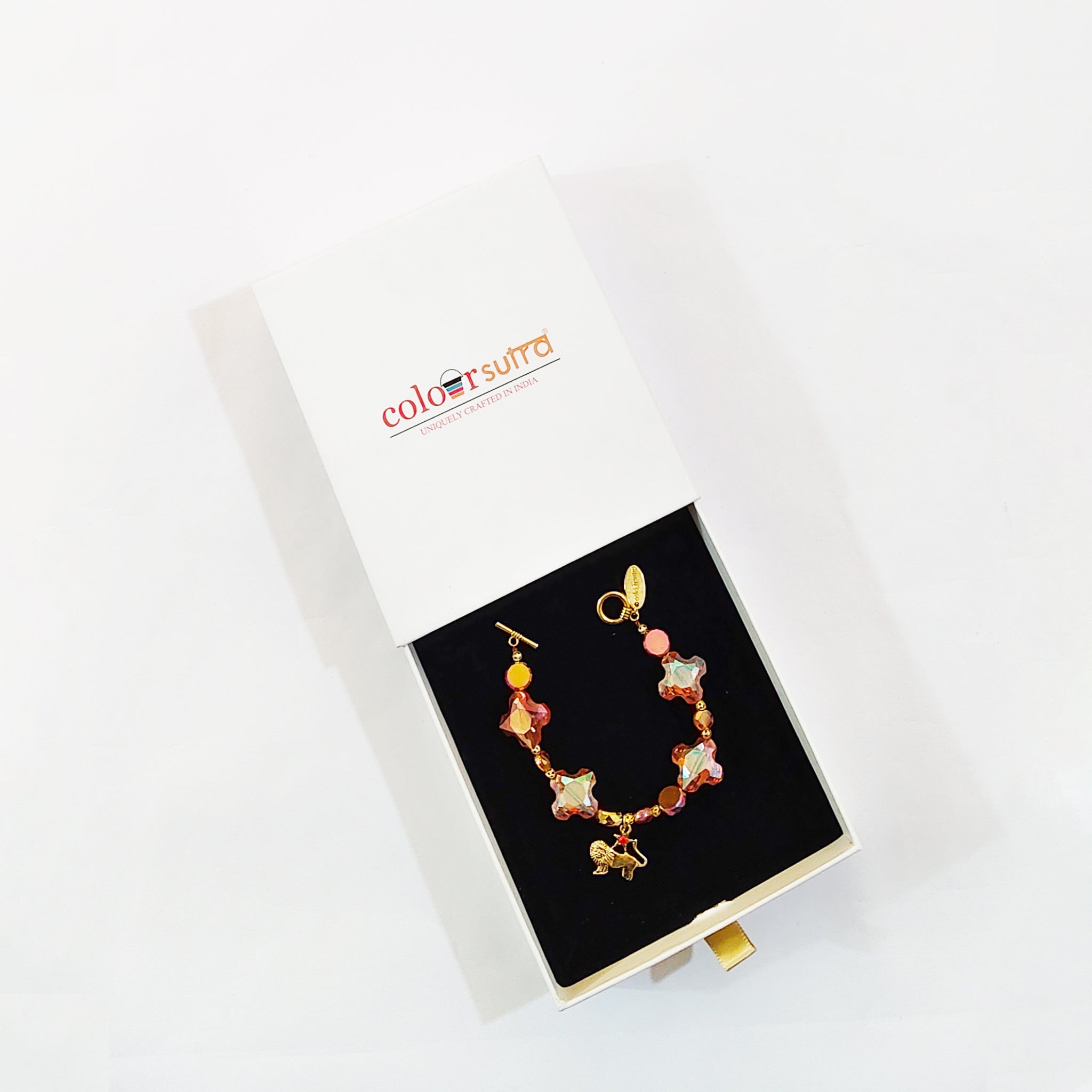 Kavach Faceted Peach Crystal & Amber Glass Beads