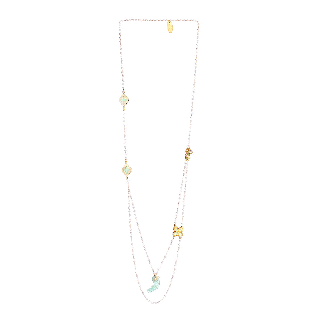 Hazel Handmade  Pearl Chain and Fish Layered Necklace