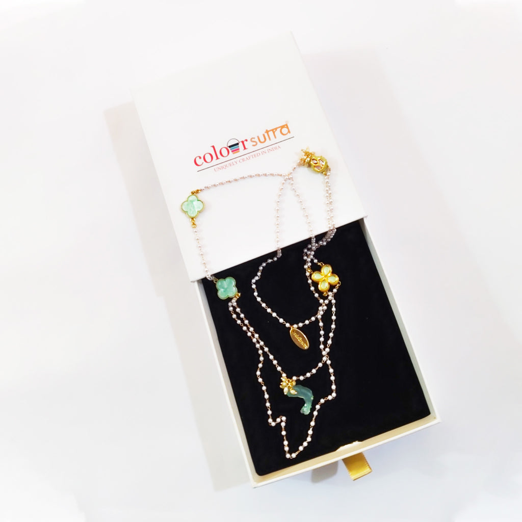 Hazel Handmade  Pearl Chain and Fish Layered Necklace
