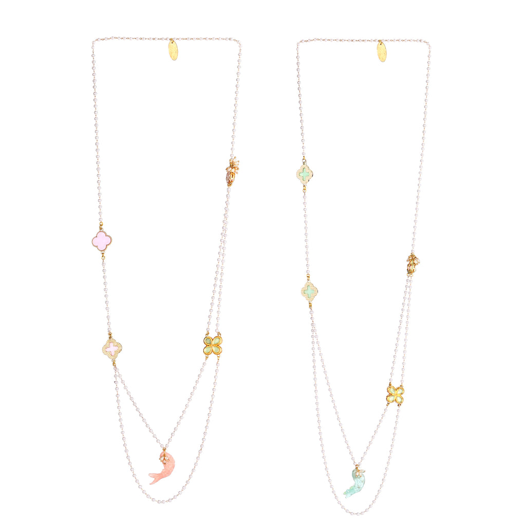 Hazel Handmade  Pearl Chain and Fish Layered Necklace