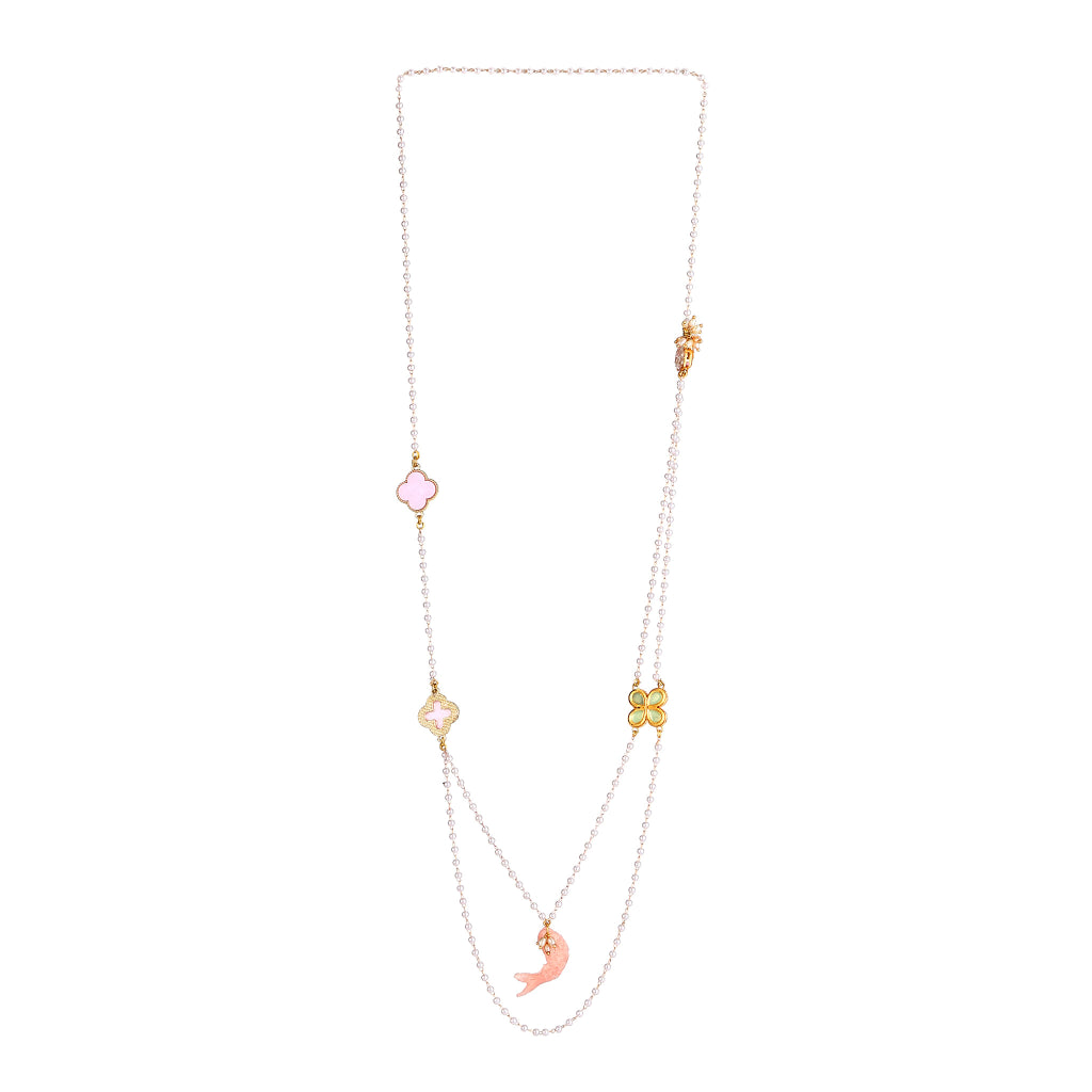 Hazel Handmade  Pearl Chain and Fish Layered Necklace