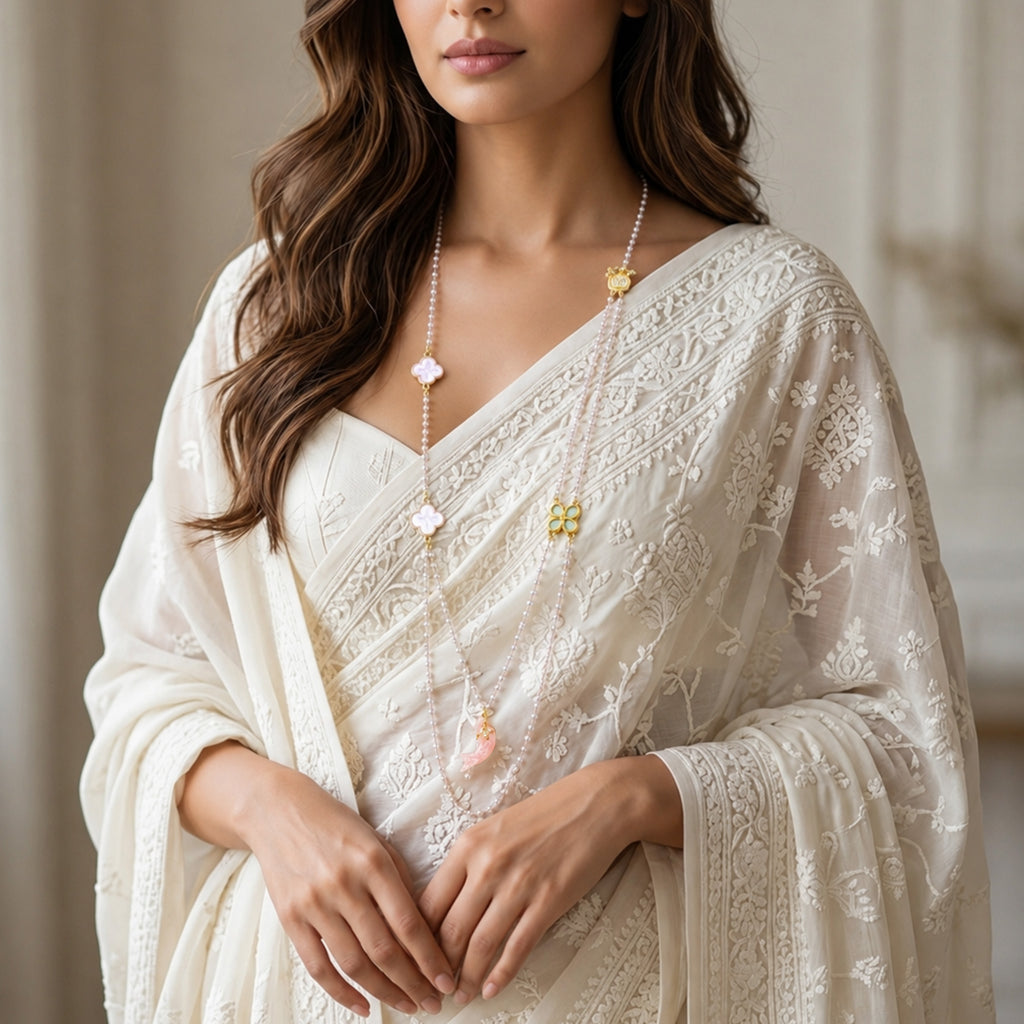 Hazel Handmade  Pearl Chain and Fish Layered Necklace