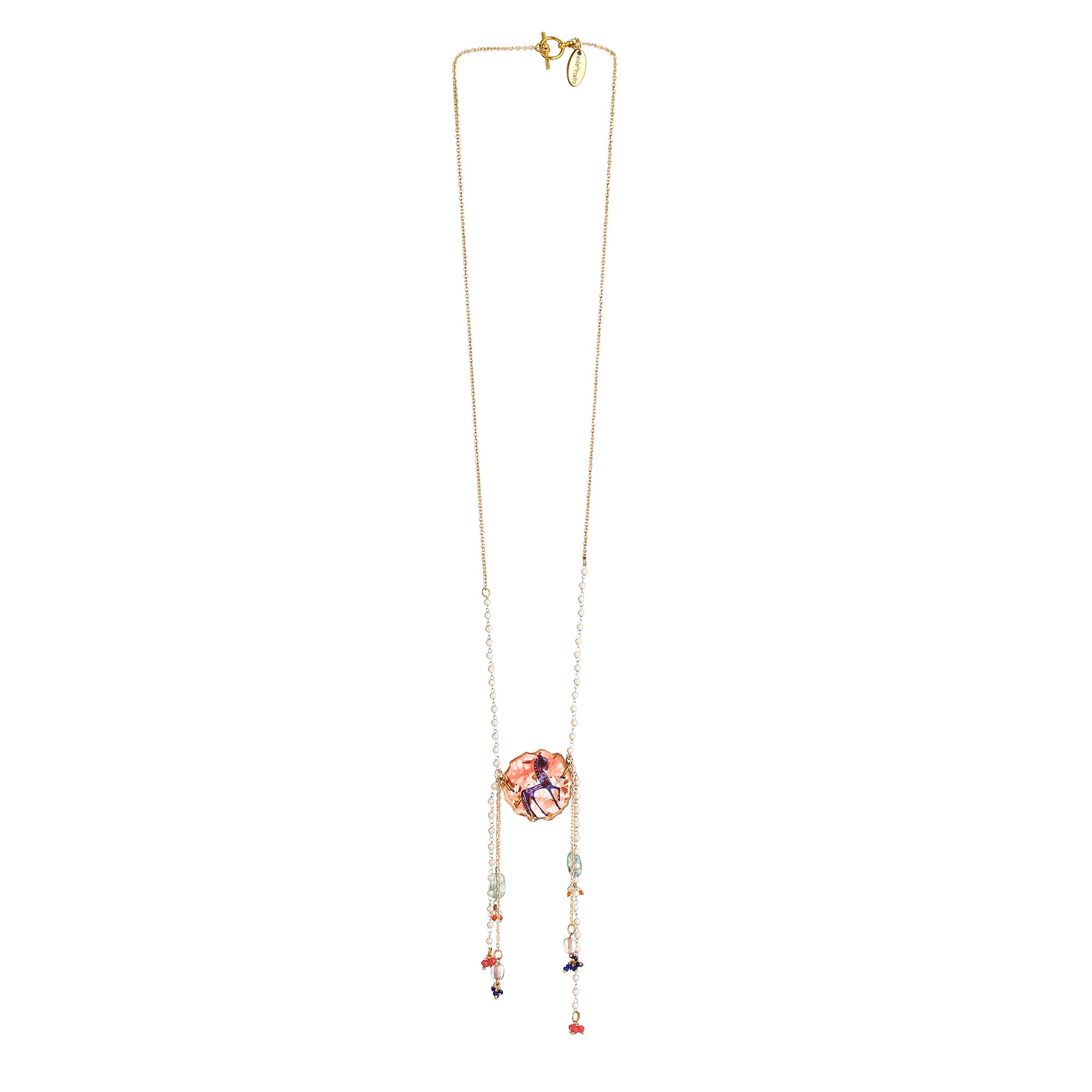 Lariat Style Pearl & Crystal Beaded Necklace | Whimsical Artisanal Statement Accessory