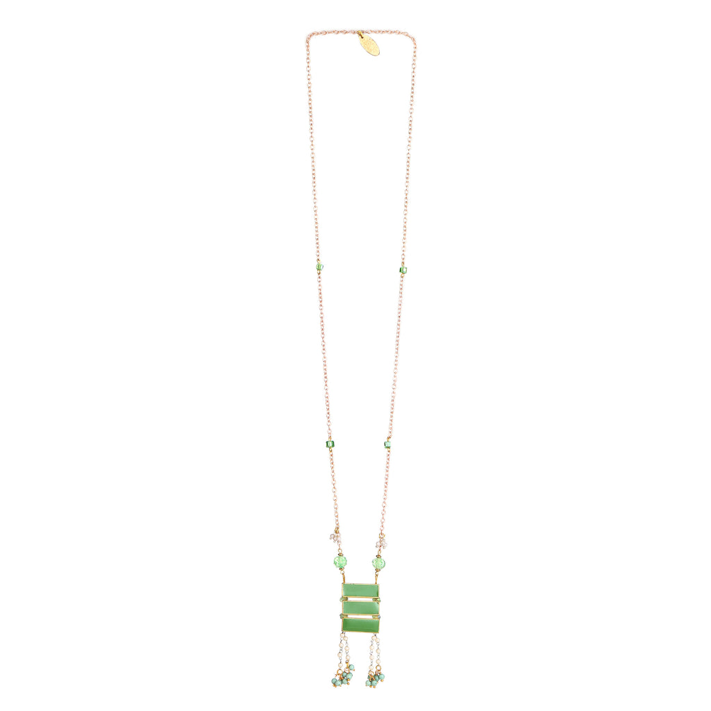 Slink Geometric Green Resin Focal necklace
