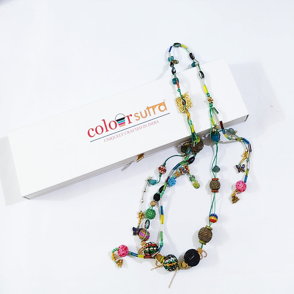 Aura multi-strand Green  Cord necklace