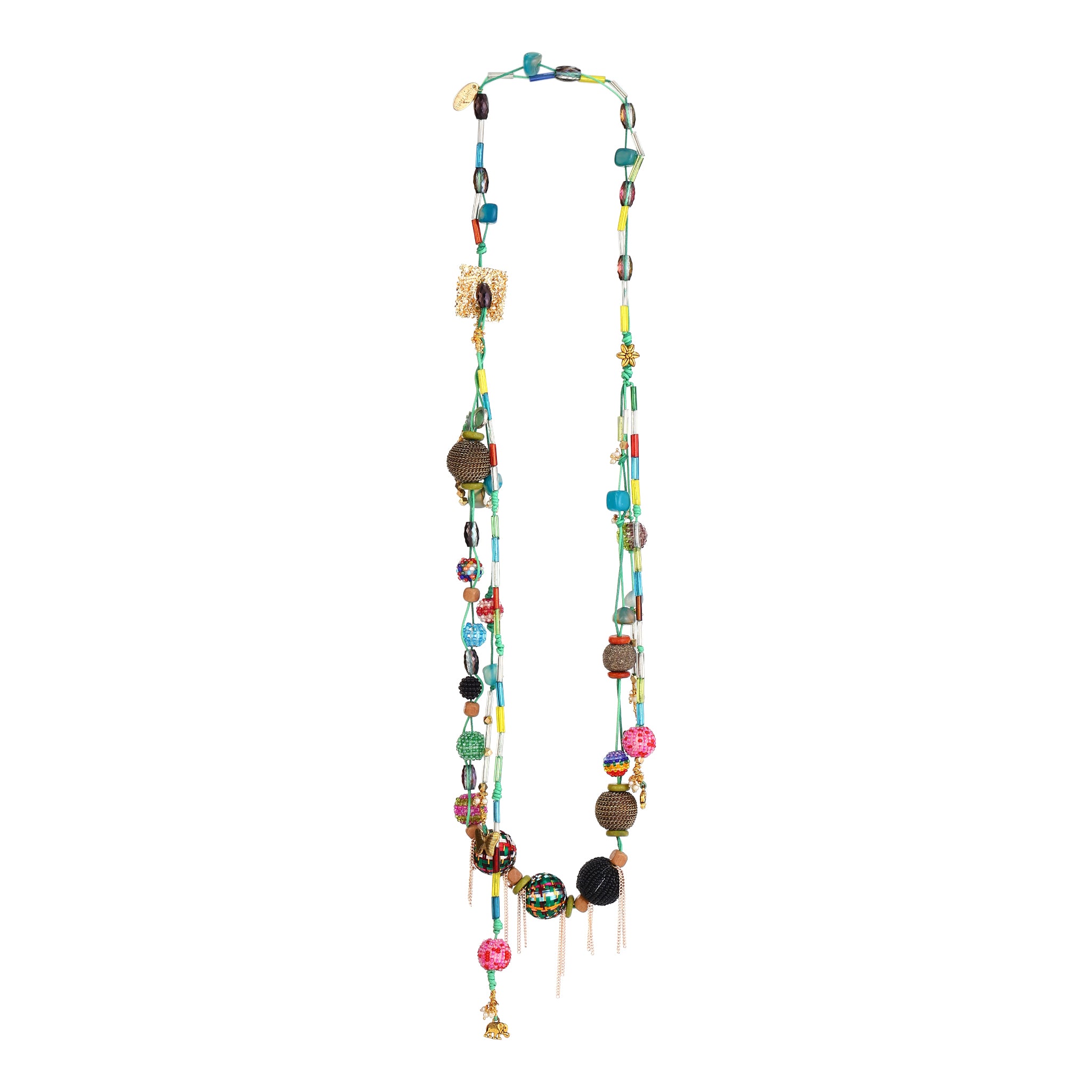 Aura multi-strand Green  Cord necklace