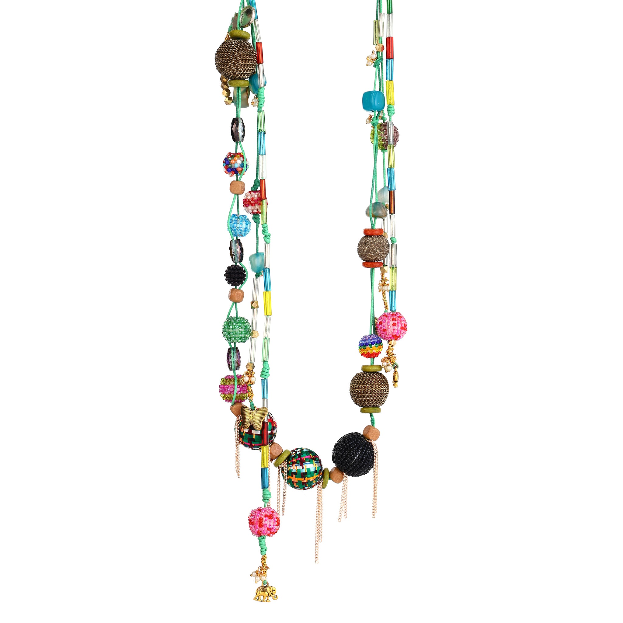 Aura multi-strand Green  Cord necklace