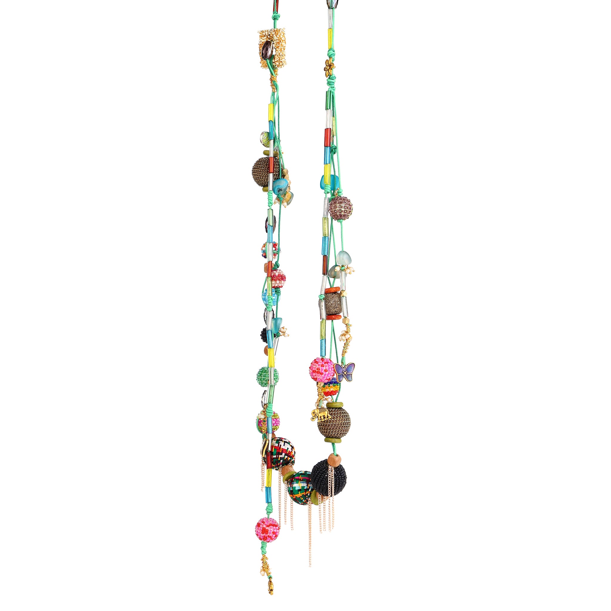Aura multi-strand Green  Cord necklace