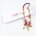 Alcho  handmade multi-Strand Pink Cord & Gold Chain necklace