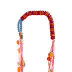 Alcho  handmade multi-Strand Pink Cord & Gold Chain necklace