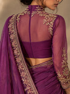 Mystic- Deep Purple Hand-Embroidered saree blouse