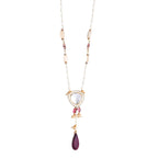 Myth Plum Fuchsia Teardrop & Seed Pearl Beaded necklace