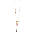 Myth Plum Fuchsia Teardrop & Seed Pearl Beaded necklace