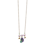 Nimbus Purple & emerald  Resin Pendant with Dragonfly Charm Pendant Necklace