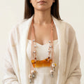 Fern Sculptural Amber Resin Comb statement Necklace