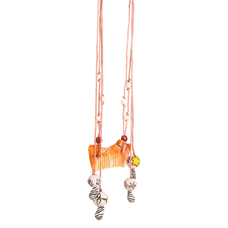 Fern Sculptural Amber Resin Comb statement Necklace
