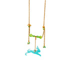 Relic Sculptural Jumping Rabbit Resin Pendant necklace