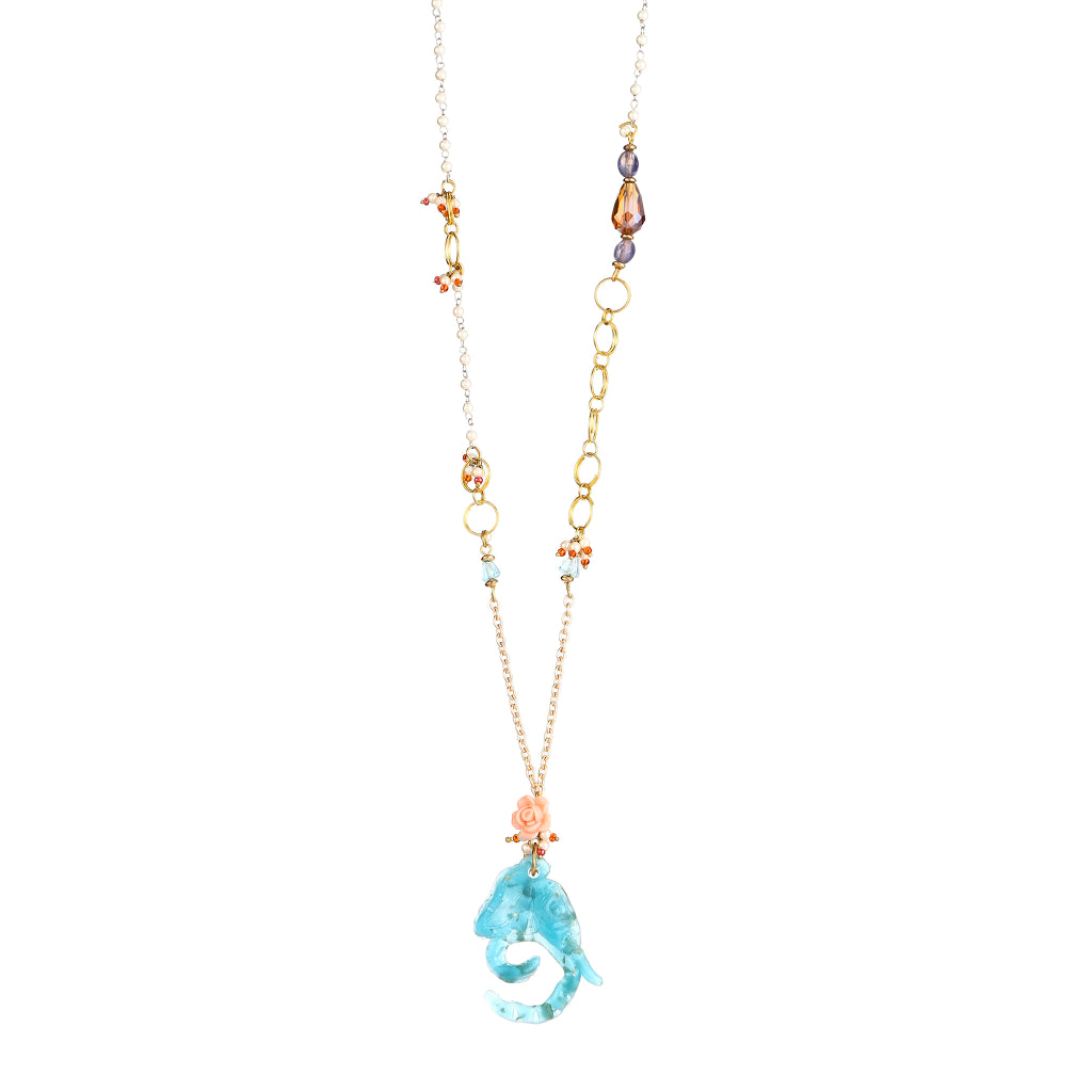 Drift Sculptural Resin Elephant Pendant necklace