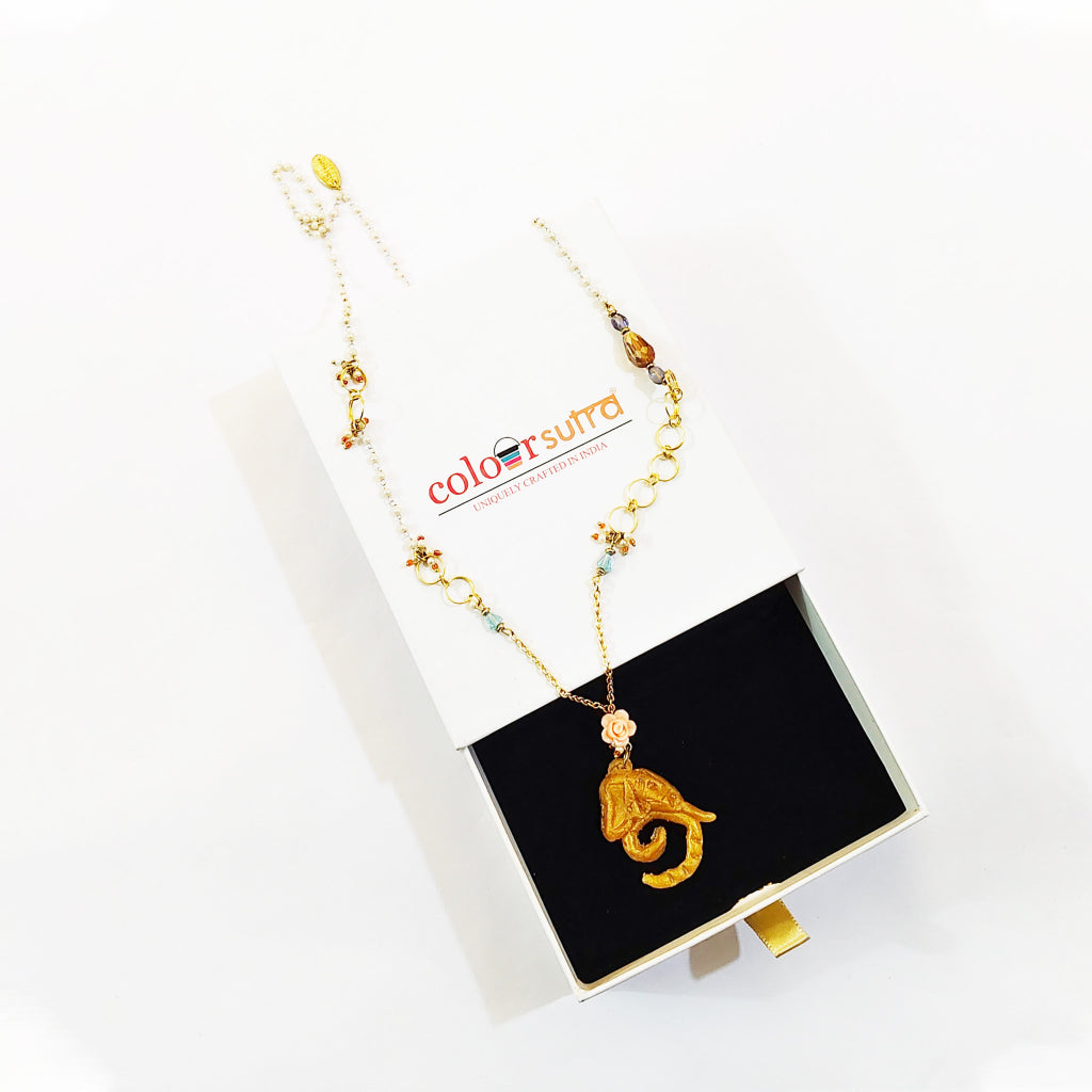 Drift Sculptural Resin Elephant Pendant necklace