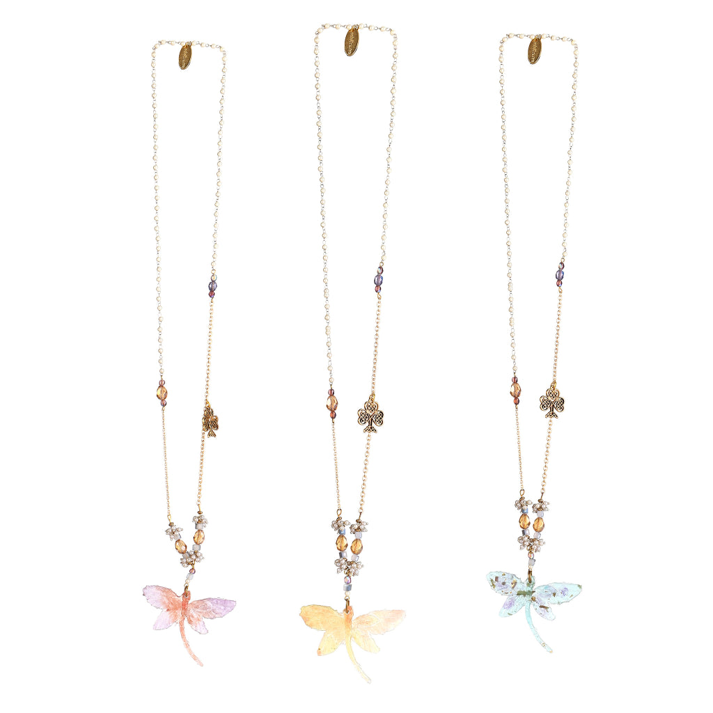 Helix Sculptural Resin Dragonfly Pendant necklace