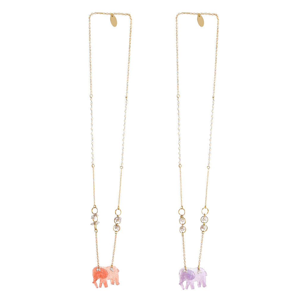 Echo Sculptural  Resin Elephant Pendant Necklace
