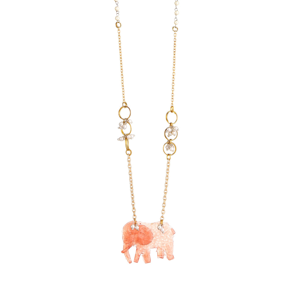 Echo Sculptural  Resin Elephant Pendant Necklace