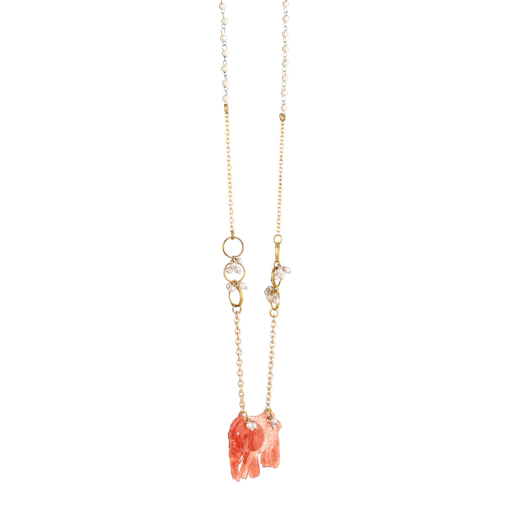 Echo Sculptural  Resin Elephant Pendant Necklace