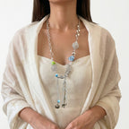 Opal Lariat style charm necklace