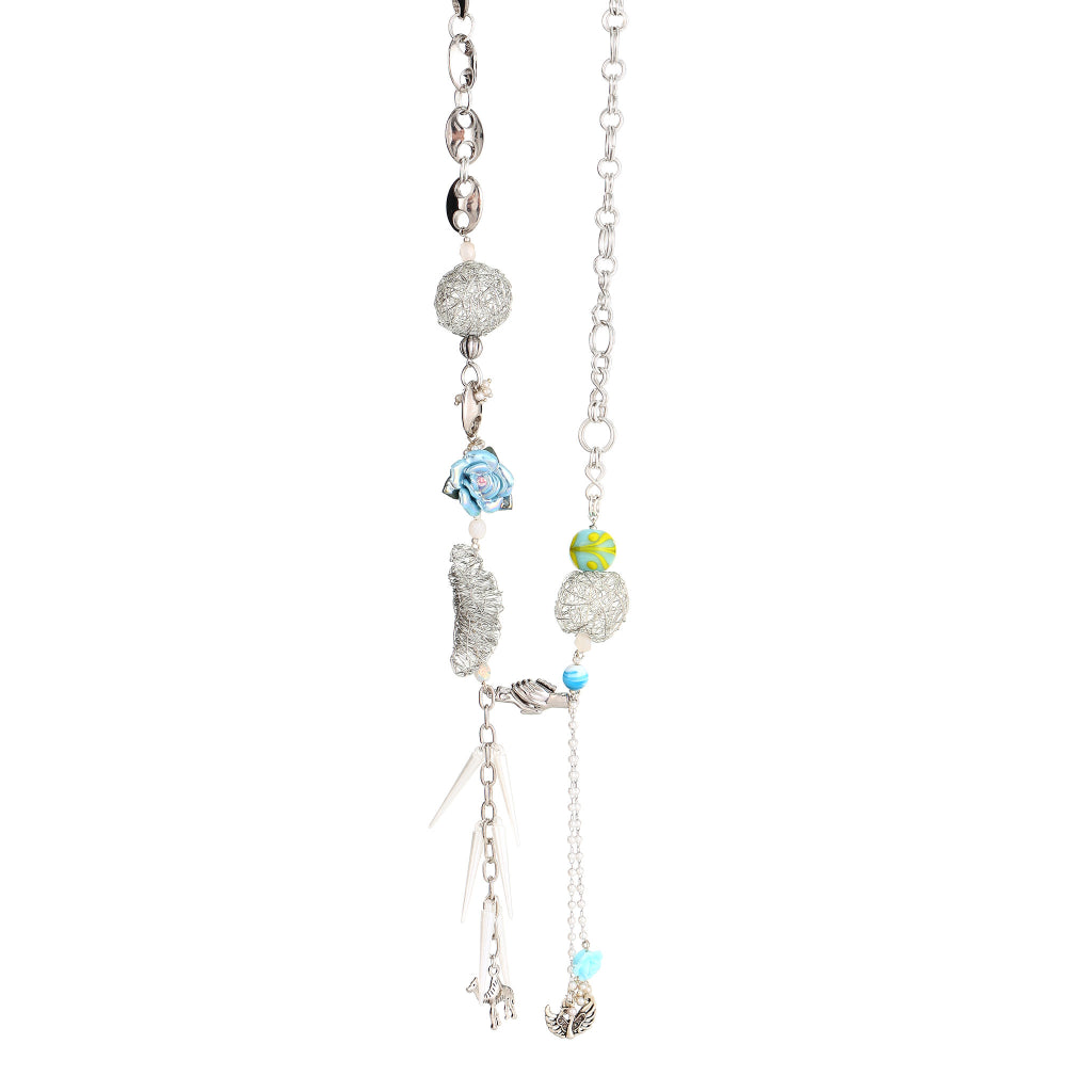 Opal Lariat style charm necklace