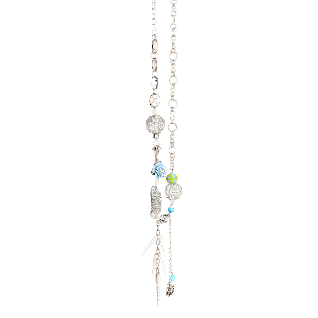 Opal Lariat style charm necklace