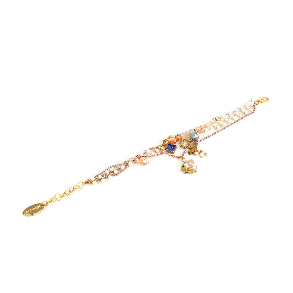 Prana Seed Pearl & Peach Crystal personalised bracelet