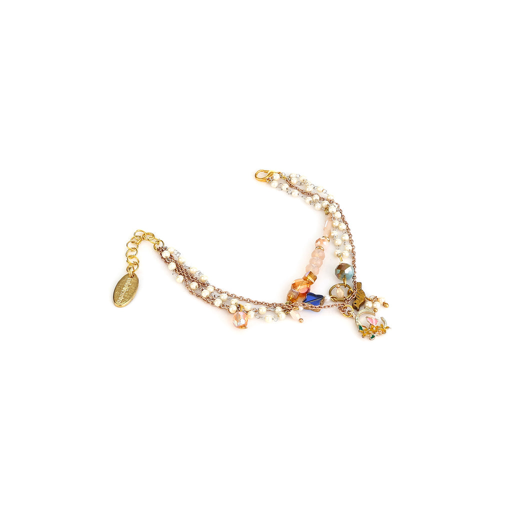 Prana Seed Pearl & Peach Crystal personalised bracelet