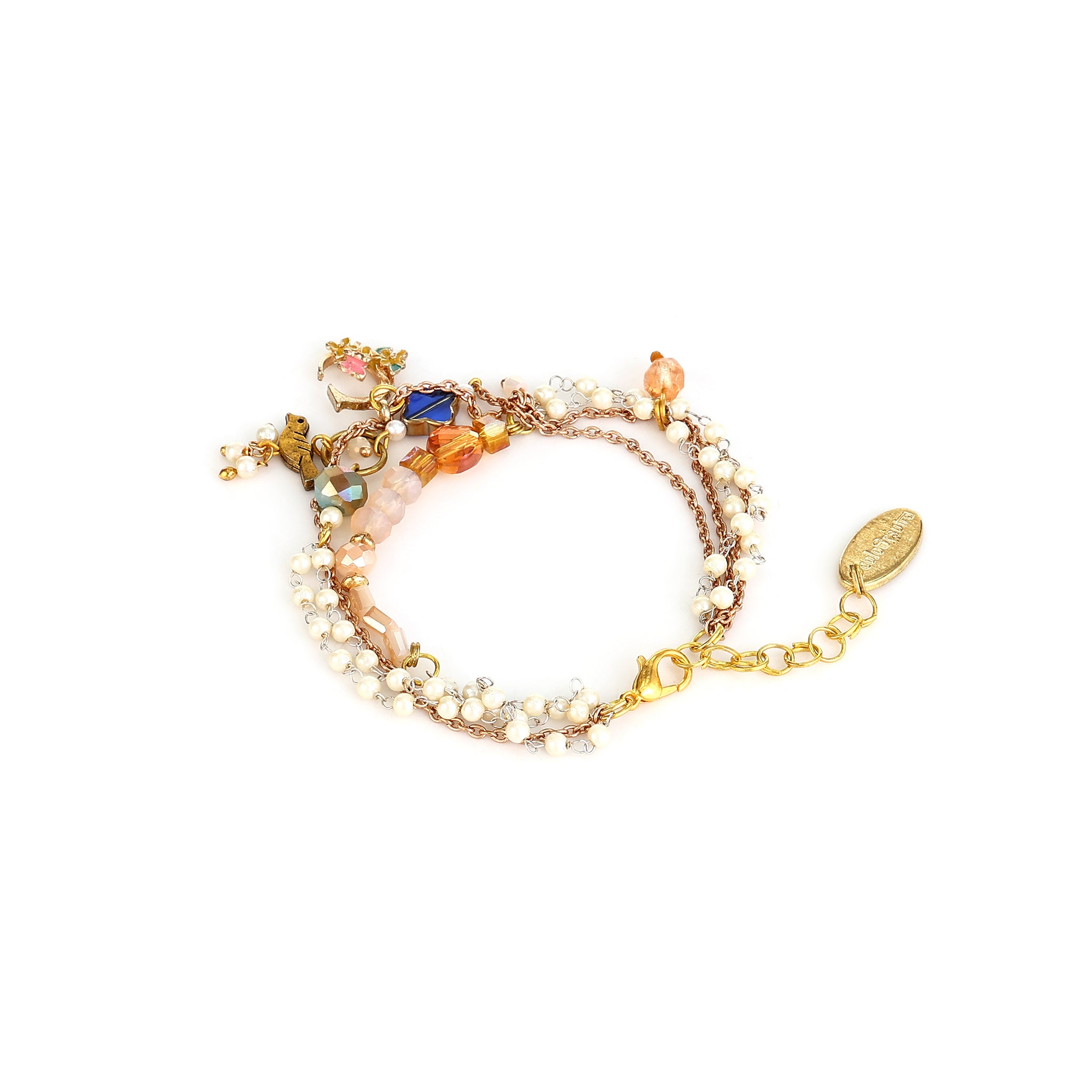 Prana Seed Pearl & Peach Crystal personalised bracelet