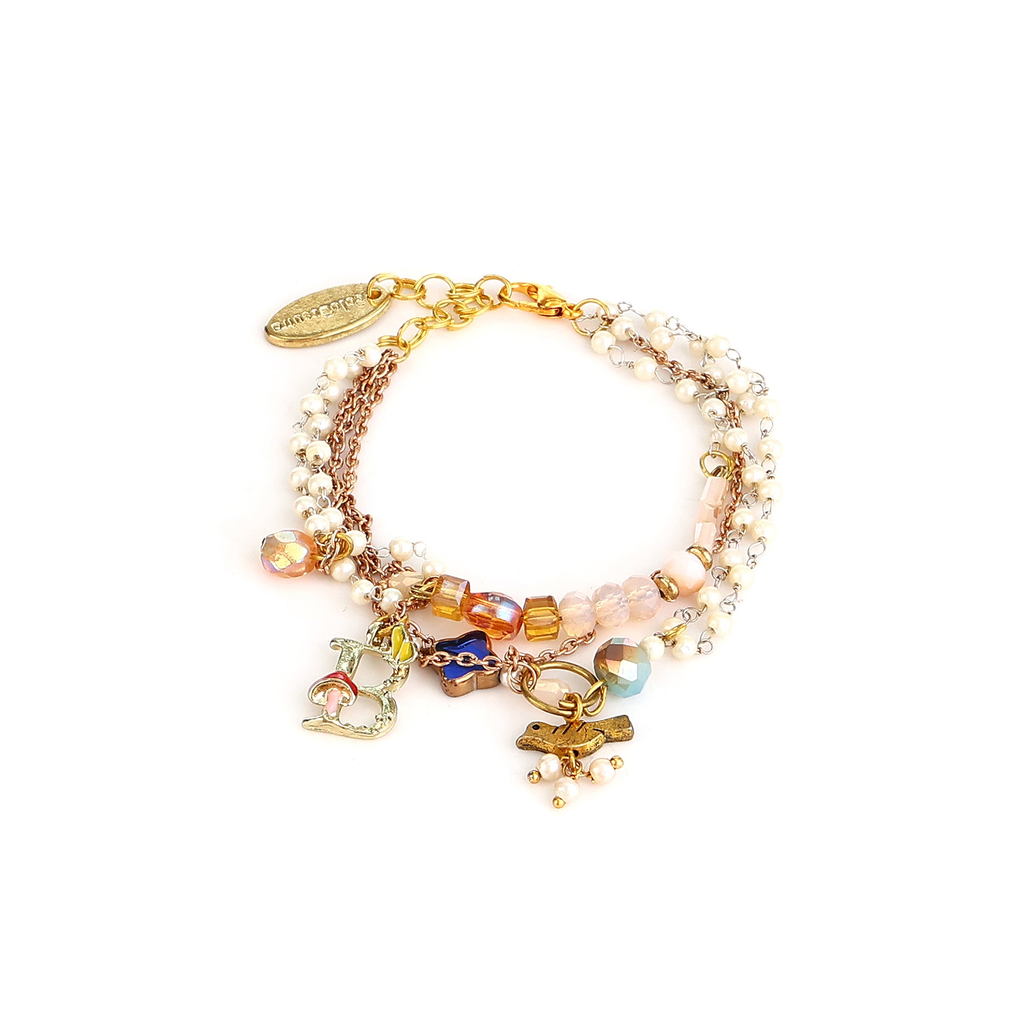 Prana Seed Pearl & Peach Crystal personalised bracelet