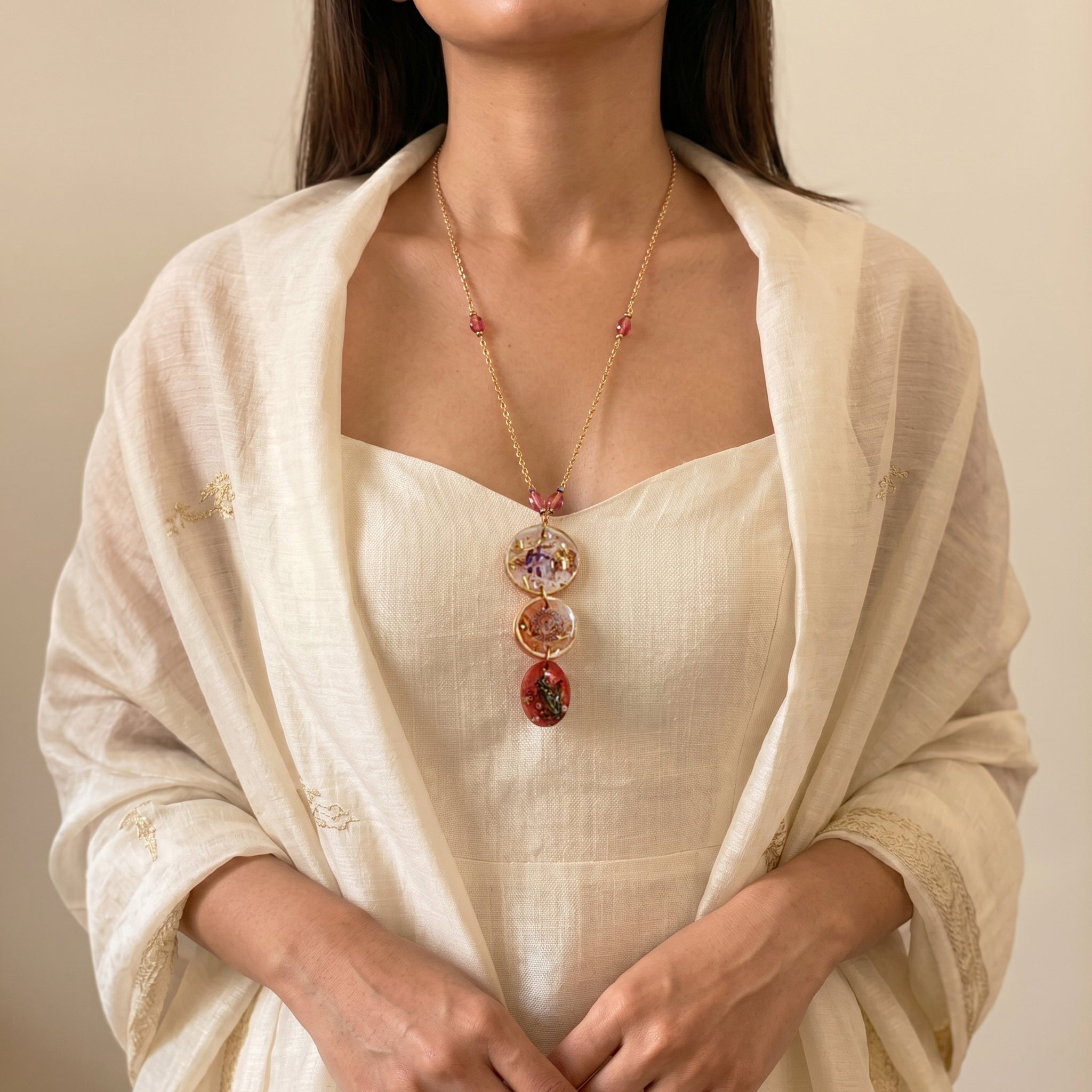 Raspberry Pink Beaded Statement Jewelry | Artisanal Nature-Inspired Romantic Accessory