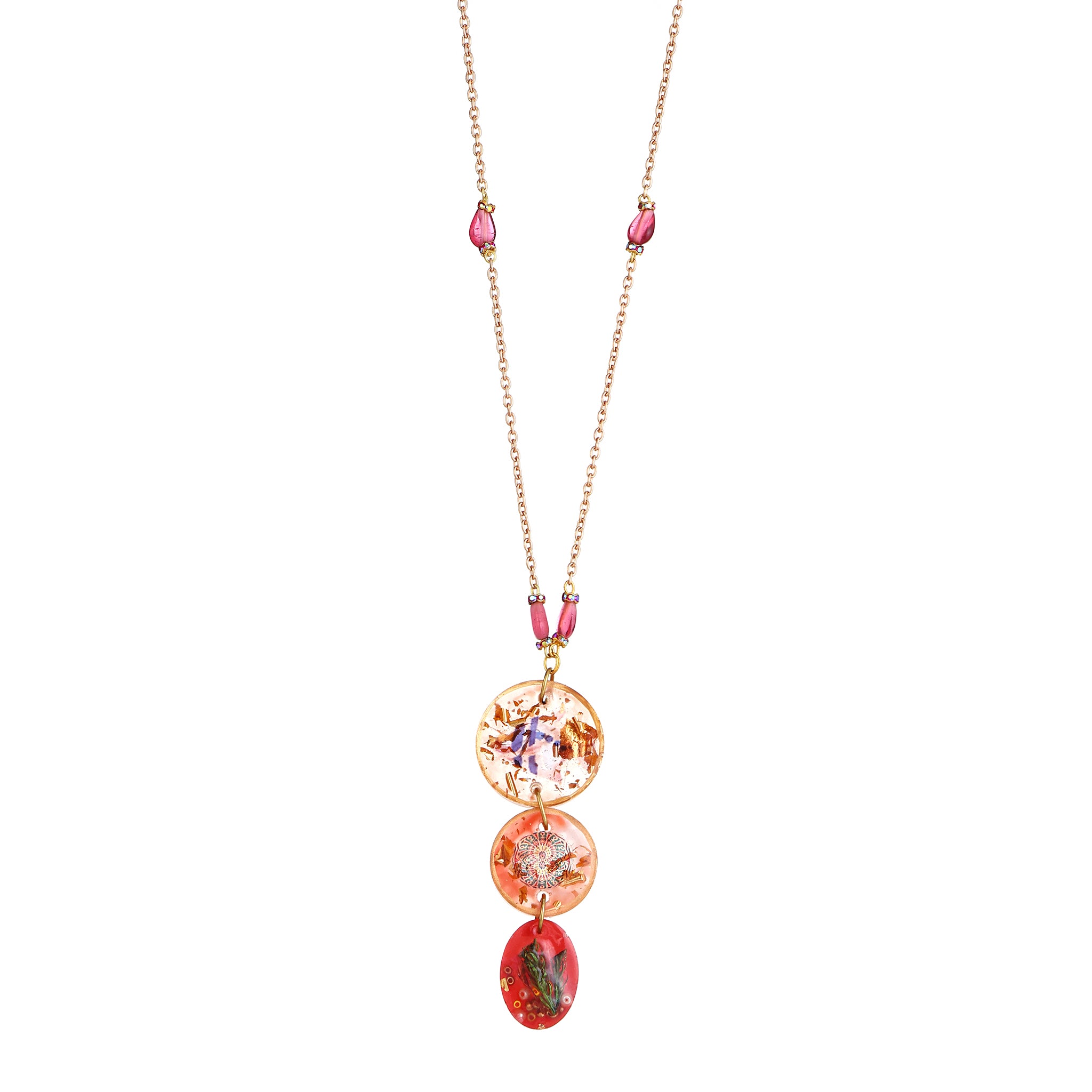 Raspberry Pink Beaded Statement Jewelry | Artisanal Nature-Inspired Romantic Accessory
