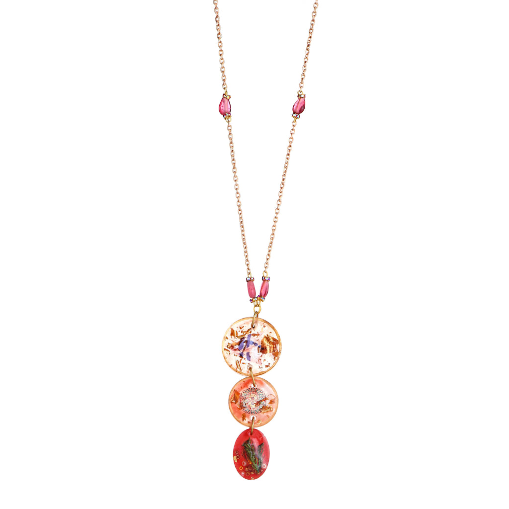 Latika Tiered Resin Floral Medallion Pendant necklace