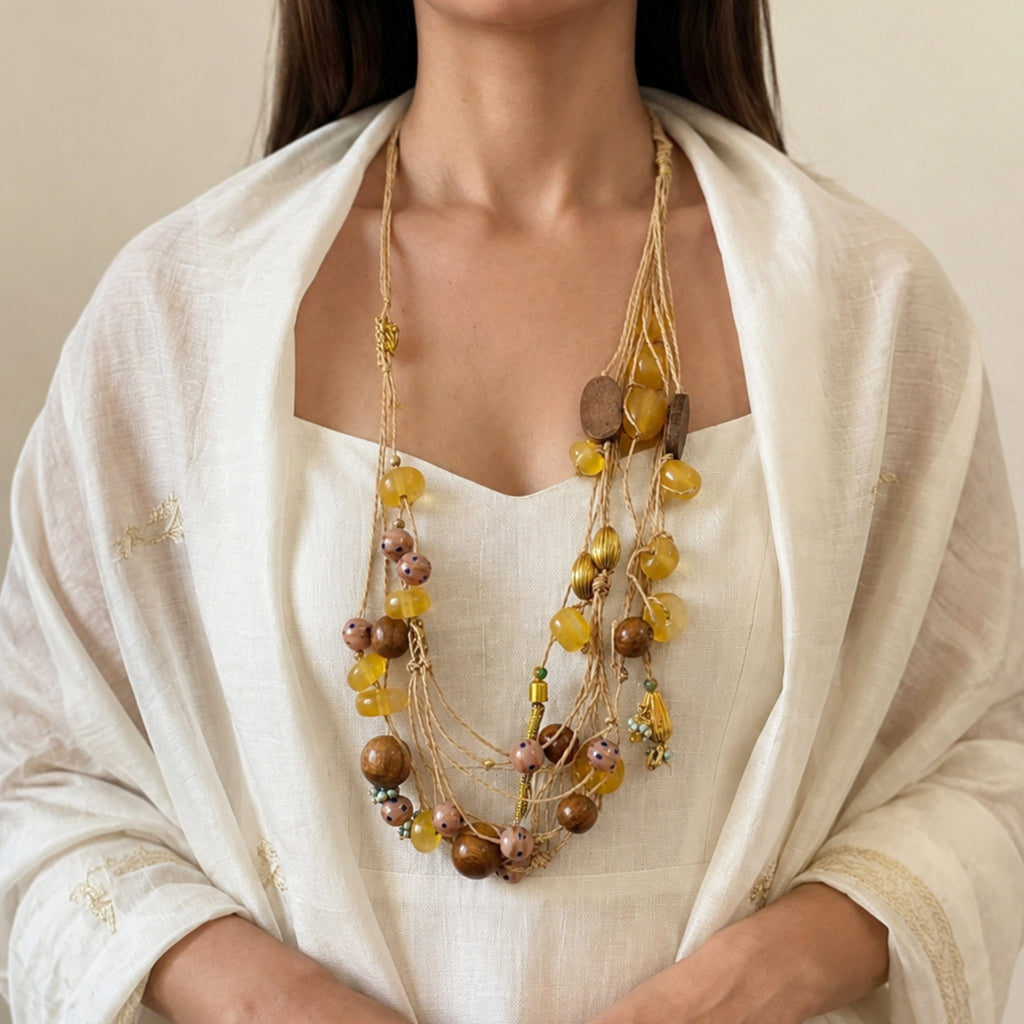 Sap handmade  Boho Multi-Strand Raffia Necklace