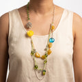 Sunehri Yellow Rose & Pineapple Charm  Layered Necklace