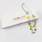 Sunehri Yellow Rose & Pineapple Charm  Layered Necklace