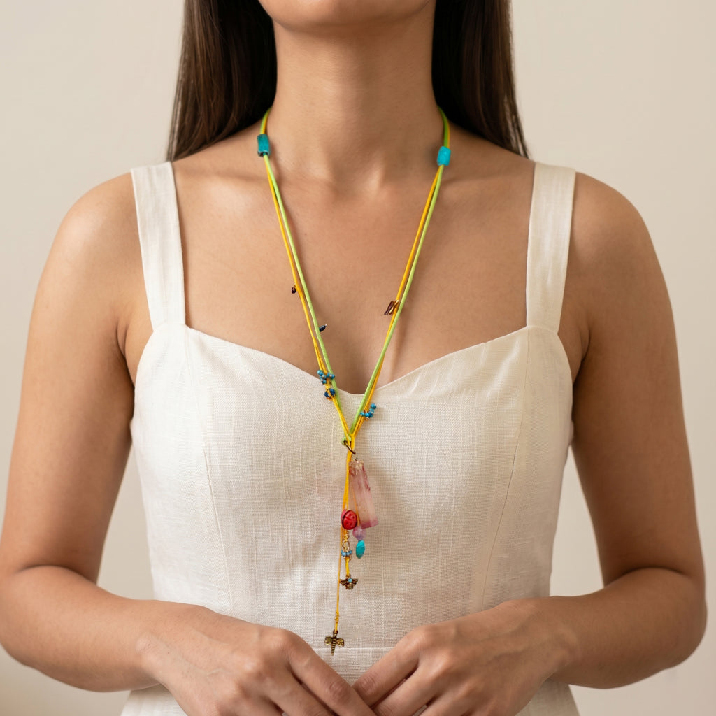 Cassia handmade  Lariat Style Layered Cord Necklace