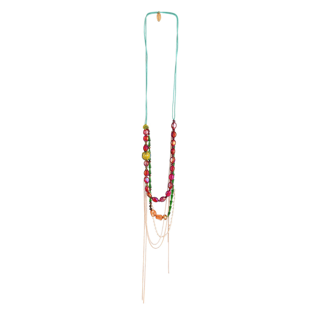 BERRY  GLASS Beaded Layered Statement Necklace