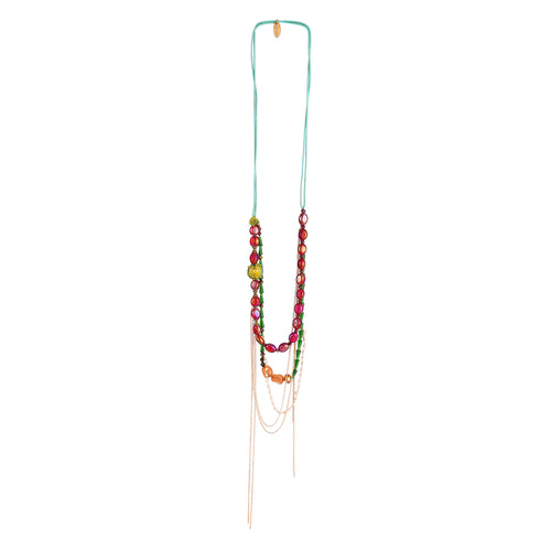 BERRY  GLASS Beaded Layered Statement Necklace