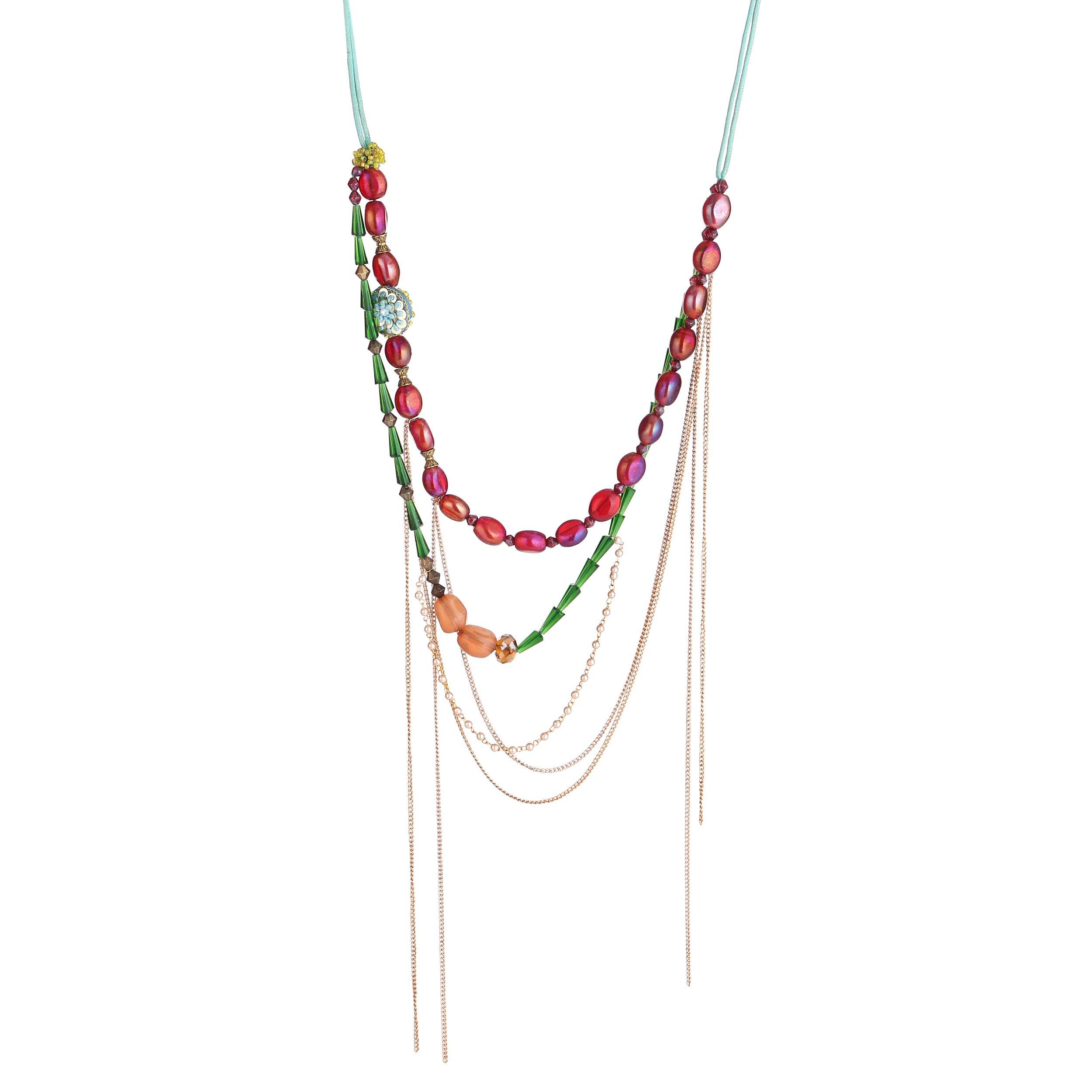 BERRY  GLASS Beaded Layered Statement Necklace